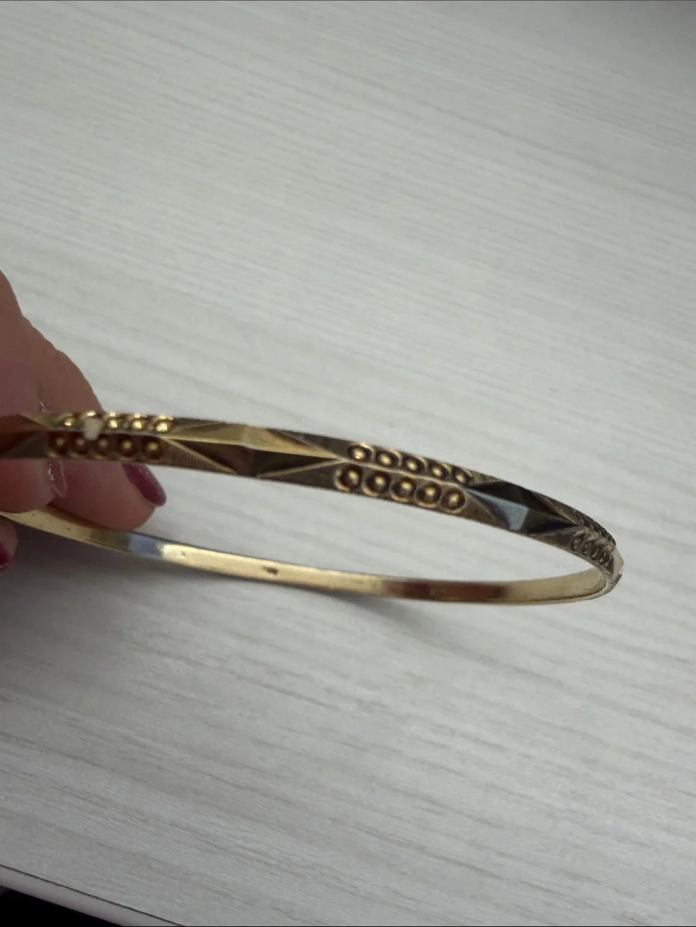 Sterling silver Gold-Tone Faceted Women's Bangle with Beaded Accent